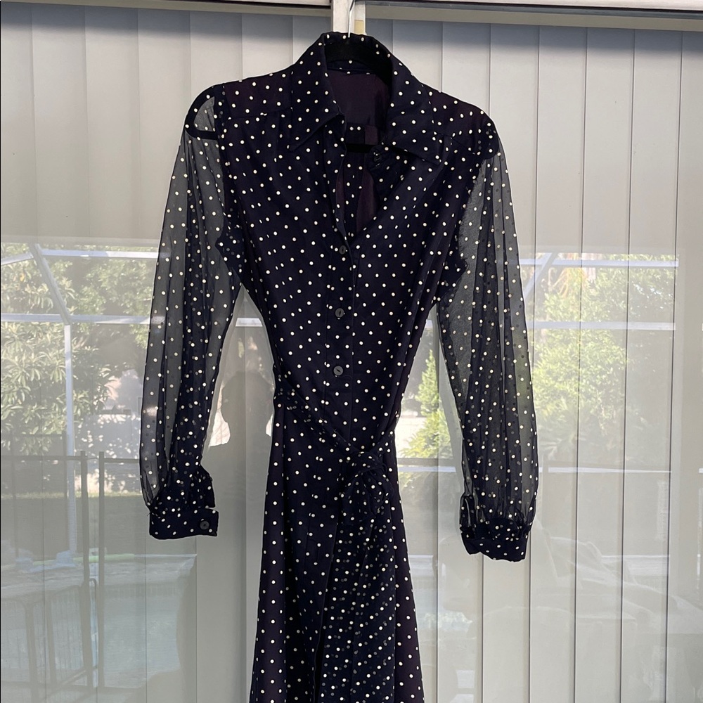 Vintage First Lady Polka Dot Long Sleeve Dress